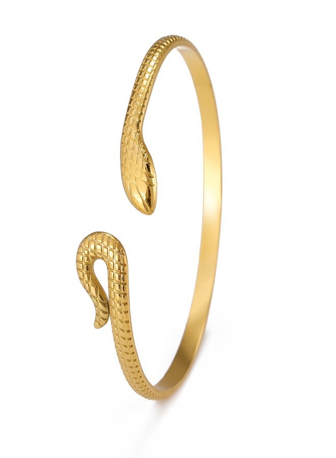 UNIFT Snake Bracelet for Women Stainless Steel Vintage Chic Open Serpent Bangle Bracelet Animal Jewelry (gold 1) - Image 1